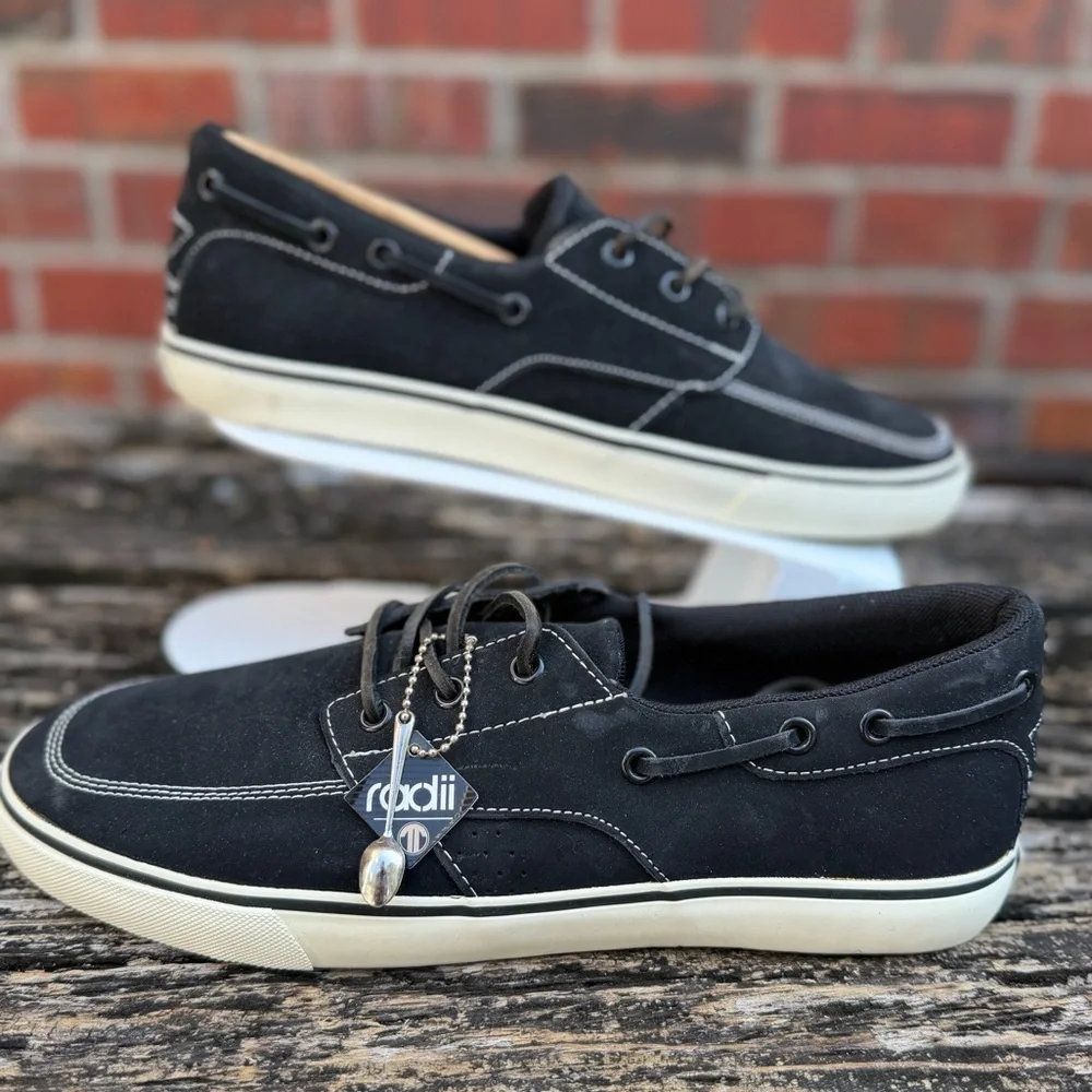 NWT Radii Footwear Gilligan Black Nubuck Size 10.5 Lace Up Men’s Boat Shoe M2